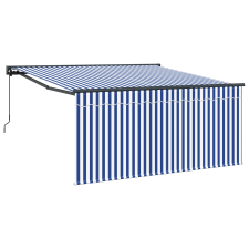 vidaXL Behúzható napellenző Tengerészkék és Fehér 350 x 250 cm (3330201) kerti bútor