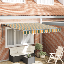 vidaXL Behúzható napellenző Zöld és Sárga 350x250 cm kerti bútor