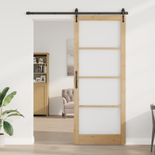 vidaXL Belső Ajtó Üveggel "ORKDAL" 93x232x4 cm Szilárd Fenyőfa nyílászáró