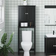 vidaXL BERG fekete tömör fa WC feletti tároló 60 x 27 x 164,5 cm fürdőszoba bútor