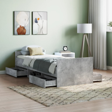 vidaXL betonszürke ágykeret fej- és lábtámlával 75 x 190 cm ágy és ágykellék