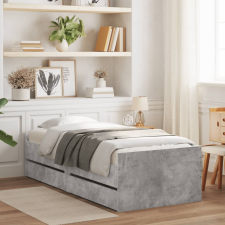 vidaXL betonszürke ágykeret fiókokkal 100x200 cm ágy és ágykellék