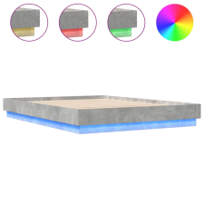 vidaXL betonszürke ágykeret LED-világítással 150x200 cm (3209789) ágy és ágykellék
