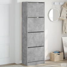 vidaXL Betonszürke cipőszekrény 4 kihajtható fiókkal 60x34x187,5 cm bútor