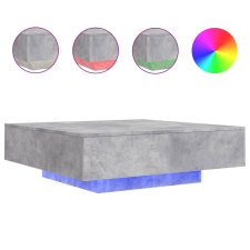 vidaXL betonszürke dohányzóasztal LED-lámpákkal 100 x 100 x 31 cm (836605) bútor