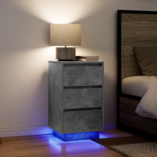 vidaXL betonszürke éjjeliszekrény LED-világítással 38x34x65 cm bútor