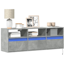 vidaXL betonszürke falra szerelhető TV-szekrény LED-del 130x31x45 cm bútor