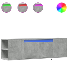 vidaXL betonszürke falra szerelhető TV-szekrény LED-del 135x31x39,5 cm (852386) bútor