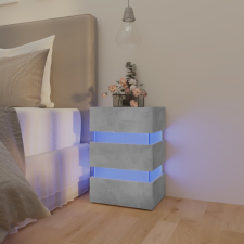 vidaXL betonszürke forgácslap LED-es éjjeliszekrény 45 x 35 x 67 cm bútor