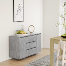 vidaXL betonszürke forgácslap tálalószekrény 3 fiókkal 120x41x75 cm bútor