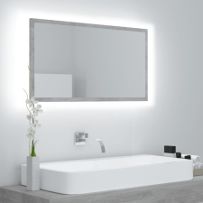 vidaXL Betonszürke LED-es forgácslap fürdőszobai tükör 80x8,5x37 cm fürdőszoba kiegészítő