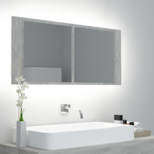vidaXL betonszürke LED-es tükrös fürdőszobaszekrény 100 x 12 x 45 cm fürdőszoba bútor