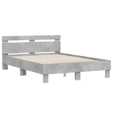 vidaXL betonszürke szerelt fa ágykeret fejtámlával 135x190 cm (3207444) ágy és ágykellék