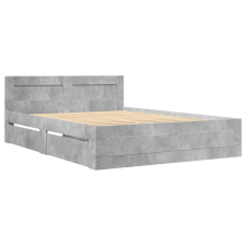 vidaXL betonszürke szerelt fa ágykeret fejtámlával 140x190 cm (3295593) ágy és ágykellék