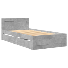 vidaXL betonszürke szerelt fa ágykeret fejtámlával 90 x 200 cm (3295586) ágy és ágykellék