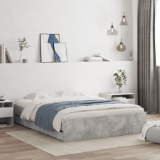 vidaXL Betonszürke szerelt fa ágykeret fiókokkal 150 x 200 cm ágy és ágykellék