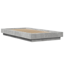 vidaXL betonszürke szerelt fa ágykeret LED-del 100 x 200 cm ágy és ágykellék
