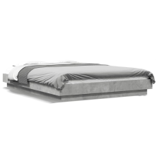 vidaXL betonszürke szerelt fa ágykeret LED-del 135 x 190 cm ágy és ágykellék