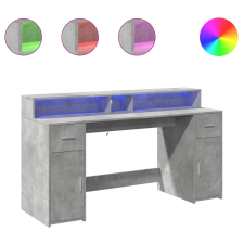 vidaXL betonszürke szerelt fa íróasztal LED-világítással 160x55x91 cm (3309432) íróasztal