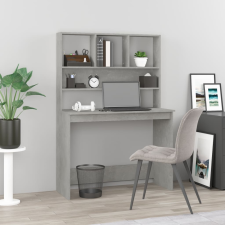 vidaXL betonszürke szerelt fa íróasztal polcokkal 102 x 45 x 148 cm íróasztal