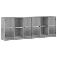 vidaXL betonszürke szerelt fa könyvespolc ajtókkal 204x37x75 cm (3206534) bútor