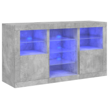 vidaXL betonszürke tálalószekrény LED-világítással 123 x 37 x 67 cm (3209082) bútor