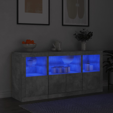 vidaXL betonszürke tálalószekrény LED-világítással 142,5 x 37 x 67 cm bútor