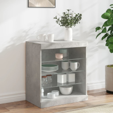 vidaXL betonszürke tálalószekrény LED-világítással 60,5 x 37 x 67 cm bútor