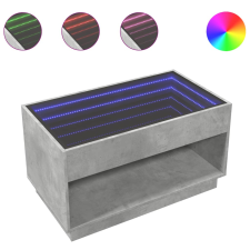 vidaXL betonszürke végtelen hatású LED-es dohányzóasztal 90x50x50 cm (847668) bútor