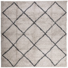vidaXL bézs és antracit hosszú szálú bozontos modern szőnyeg 240x240cm (375394) lakástextília