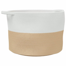 vidaXL bézs-fehér pamut szennyeskosár Ø55 x 36 cm (358471) bútor