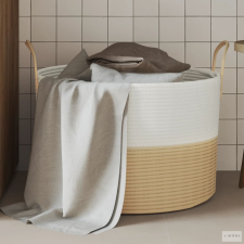 vidaXL Bézs-fehér pamut tárolókosár Ø51 x 33 cm bútor