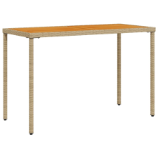 vidaXL bézs polyrattan akácfa lapos kerti asztal 115x54x74 cm (365078) kerti bútor