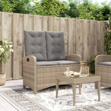 vidaXL bézs polyrattan dönthető kerti pad párnával kerti bútor