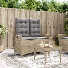vidaXL bézs polyrattan dönthető kerti pad párnával kerti bútor