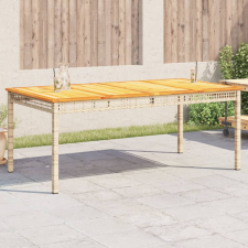 vidaXL bézs polyrattan és akácfa kerti asztal 180 x 90 x 75 cm kerti bútor