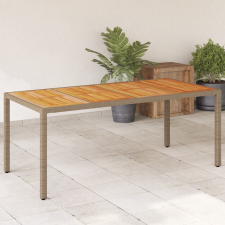 vidaXL bézs polyrattan és akácfa kerti asztal 190 x 90 x 75 cm kerti bútor
