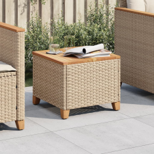 vidaXL bézs polyrattan és akácfa kerti asztal 45 x 45 x 37 cm kerti bútor