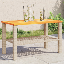 vidaXL bézs polyrattan és akácfa kerti asztal 70 x 38 x 42 cm kerti bútor