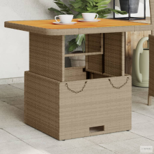 vidaXL Bézs polyrattan és akácfa kerti asztal 80 x 80 x 71 cm kerti bútor
