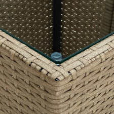 vidaXL bézs polyrattan és edzett üveg dohányzóasztal 41,5x41,5x44 cm kerti bútor