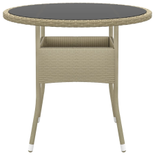 vidaXL bézs polyrattan és edzett üveg kerti asztal Ø80 x 75 cm (310607) kerti bútor