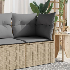 vidaXL Bézs polyrattan karfa nélküli kerti kanapé párnával kerti bútor