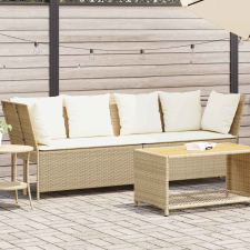 vidaXL bézs polyrattan kerti kanapé párnával kerti bútor