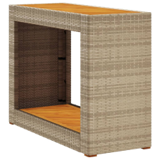 vidaXL bézs polyrattan kerti kisasztal fa asztallappal 100x40x75 cm (366308) kerti bútor