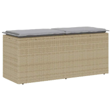 vidaXL bézs polyrattan kerti pad párnával 110x40x44 cm kerti bútor