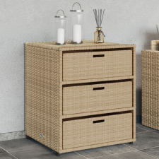 vidaXL bézs polyrattan kerti tárolószekrény 55 x 59 x 69 cm kerti tárolás