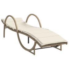vidaXL bézs polyrattan napozóágy párnával 60 x 199 x 42 cm kerti bútor