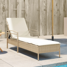 vidaXL bézs polyrattan napozóágy párnával 63x200x81 cm kerti bútor
