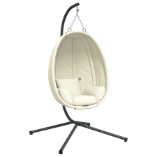 vidaXL bézs szövet és acél függő kagylószék állvánnyal (4007401) kerti bútor